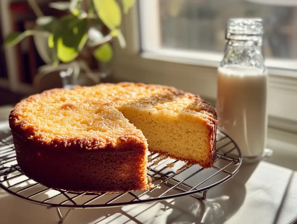 Can I use kefir instead of yogurt in cake – kefir being poured into cake batter.