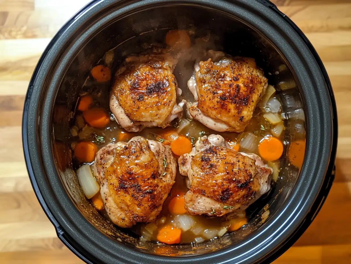 Does chicken need to be submerged in slow cooker with slow-cooked dish example