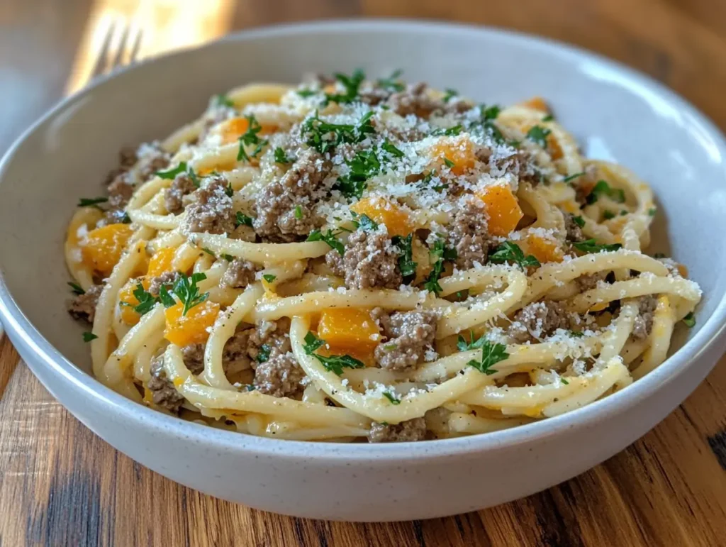 Ground Beef Butternut Squash Pasta