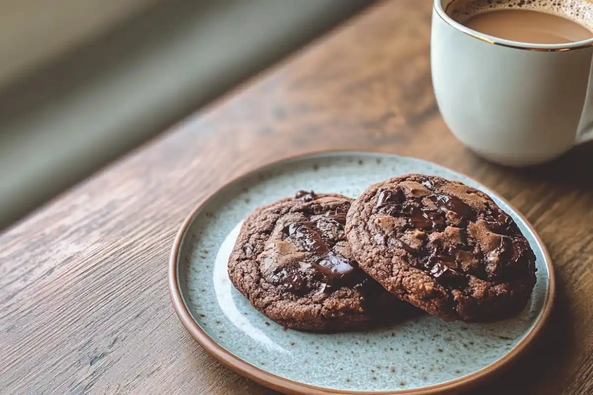 Delicious double chunk chocolate cookie for breakfast